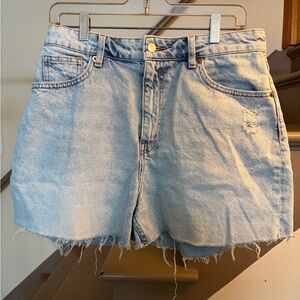 H&M Light Blue High-Rise Denim Cutoff Shorts